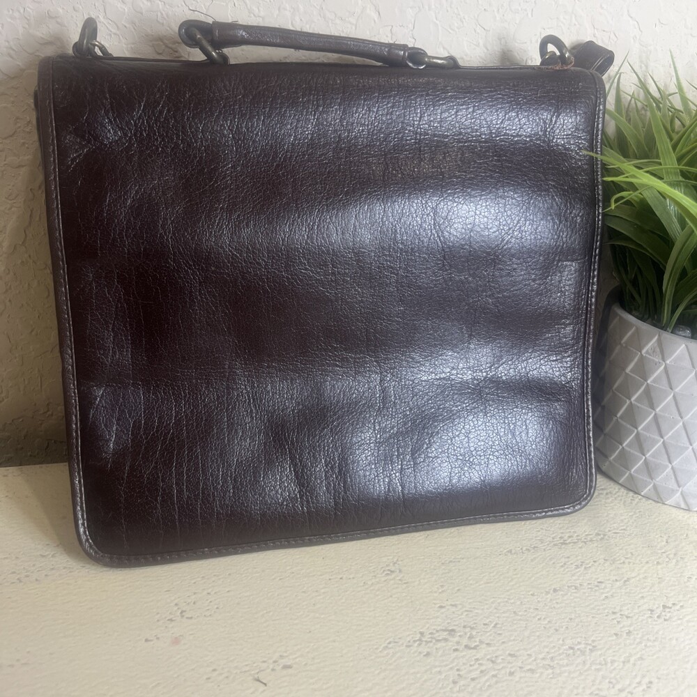 Vintage Barganza Lined Brown Genuine Leather Business Bag  12”X9.5” Messenger